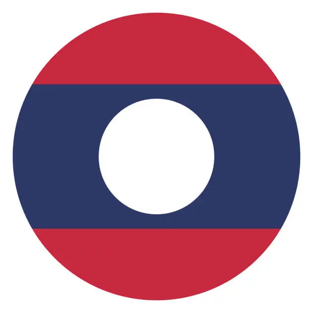 Vector illustration of Laos flag. Standard colors. Circular icon. Computer illustration. Digital illustration. Vector illustration.