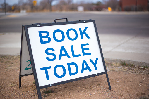 Sign Reading BOOK SALE TODAY