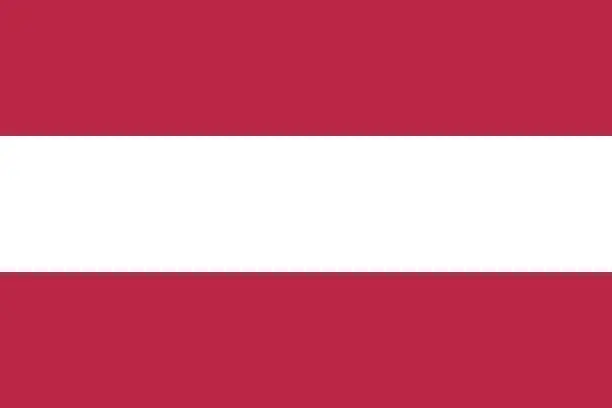 Vector illustration of Austria flag. Standard size. The official ratio. A rectangular flag. Standard color. Flag icon. Digital illustration. Computer illustration. Vector illustration.