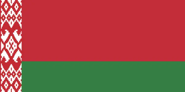 Vector illustration of Belarus flag. Standard size. The official ratio. A rectangular flag. Standard color. Flag icon. Digital illustration. Computer illustration. Vector illustration.