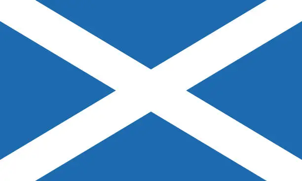 Vector illustration of Scotland flag. Standard size. The official ratio. A rectangular flag. Standard color. Flag icon. Digital illustration. Computer illustration. Vector illustration.