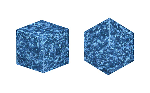 Cube with blue glowing lines structure, 3d rendering. 3D illustration.