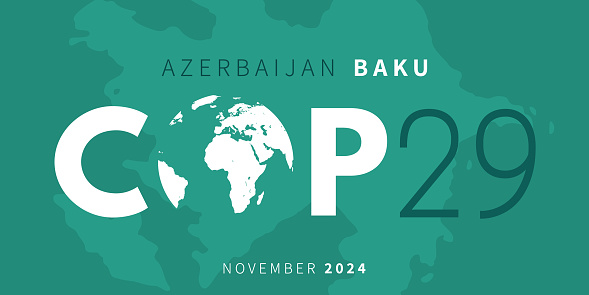 Conference of the Parties UNFCCC COP29. Annual United Nations climate change conference in November 2024 in Baku, Azerbaijan. International climate summit banner. Global Warming. Vector illustration