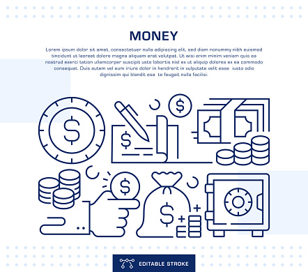 Header Background Money Money Concept Header Web Banner Template Editable Thin Line ...
