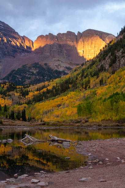 Sunrise at Maroon Bells in Autumn, Colorado, USA
