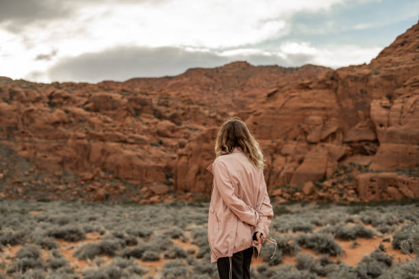 istock Pink Jacket Exploration Desert Traveling 2121249410