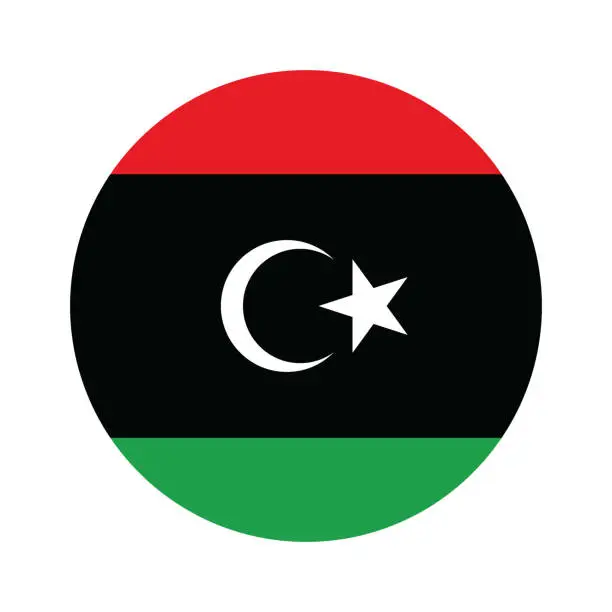 Vector illustration of Libya flag. Flag icon. Standard color. Circle icon flag. Computer illustration. Digital illustration. Vector illustration.