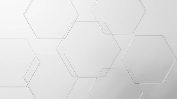 istock 3D Illustration.Transparent hexagonal glass on white background. (horizontal) 2121282216
