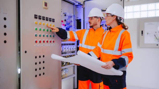 istock Engineer and foreman working at control room of water treatment plant. 2121283771