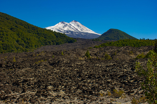 River of solidified lava from volcano Llaima