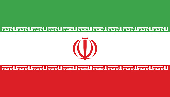 Iran flag. Flag icon. Standard color. Standard size. A rectangular flag. Computer illustration. Digital illustration. Vector illustration.