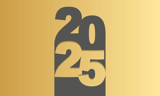 istock Happy New Year 2025 greeting card design template. 2121340269