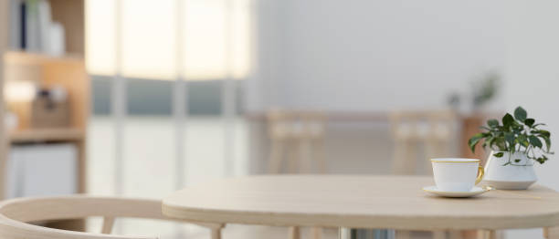 istock An empty space for display products on a wooden table in a modern minimalist apartment. 2121348492
