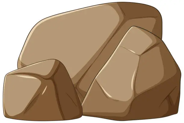 Vector illustration of Three stylized cartoon rocks in vector format