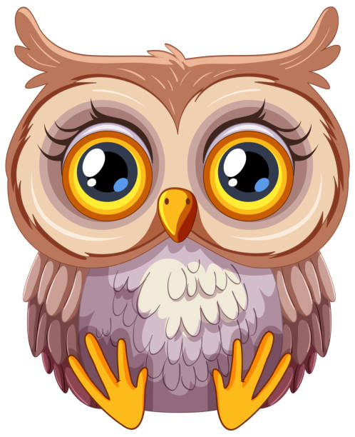 istock Adorable vector illustration of a wide-eyed owl 2121475795