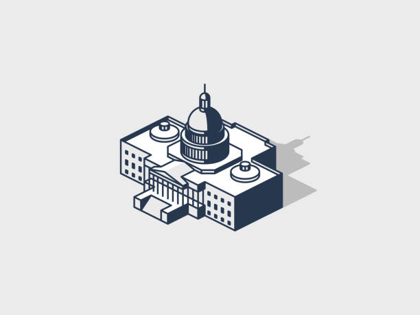 White house capitol building isometric White house capitol building isometric vector illustration with shadow gi icon stock illustrations