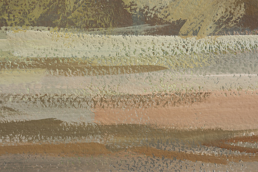 Abstract beige-brown art background. A horizontal multicolored banner. The modern art of painting. A fragment of the painting. Gouache sketch on paper. Layout for the design of websites, notebooks