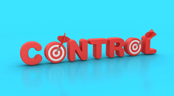 Control 3D Word with Target and Dart - Color Background - 3D Rendering