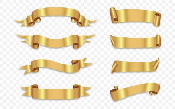 istock Golden ribbon set isolated on transparent background, Vector Illustration 2121700777