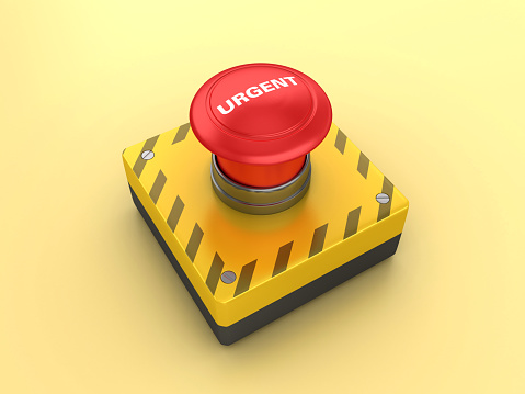 URGENT Push Button - Colored Background - 3D Rendering