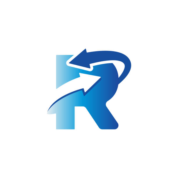 Letter r arrow logo vector. Letter r arrow logo vector. Initial letter r and arrow logo vector icon illustration r arrow logo stock illustrations