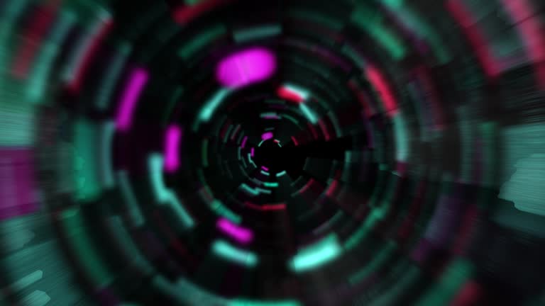 4k Data tunnel journey. Shot inside fibre optic cable. Transmission of digital information as a binary signal