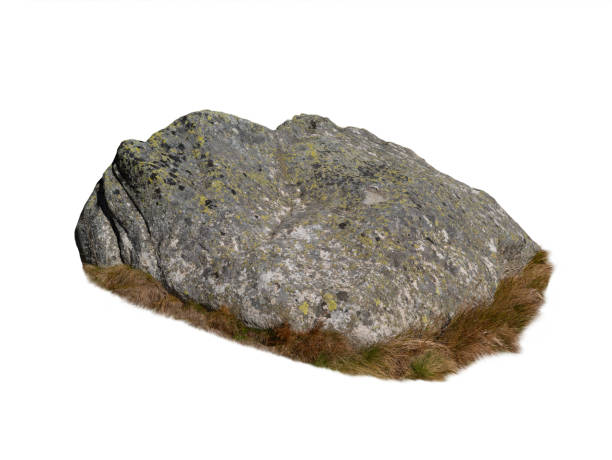 istock old stone with overgrown grass isolated on white background 2121784964