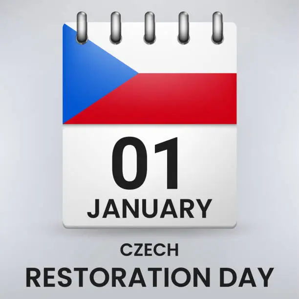 Vector illustration of Happy Independence Day of Czech with Flag, Calendar Concept, Vector Illustration