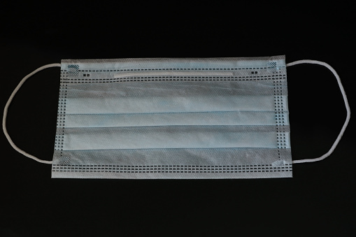 Medical disposable face mask. Covid-19 Coronavirus. Disposable breath filter face mask with earloop