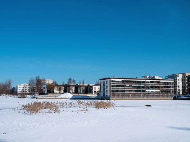 Sunny early spring scenery in Oulu, Finland