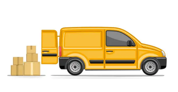 Vector illustration of Vector illustration of Small Delivery Van