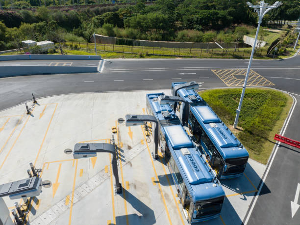 istock Pure electric bus charging station 2121814492