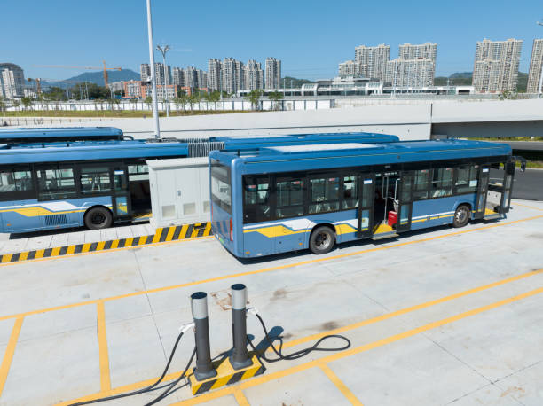 istock Electric bus charging pile 2121816056