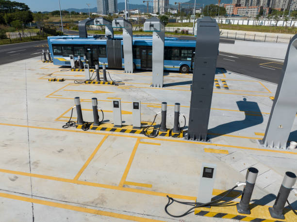 istock Electric bus charging pile 2121816057