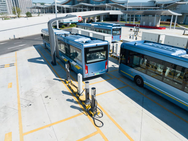 istock Electric bus charging equipment 2121816060