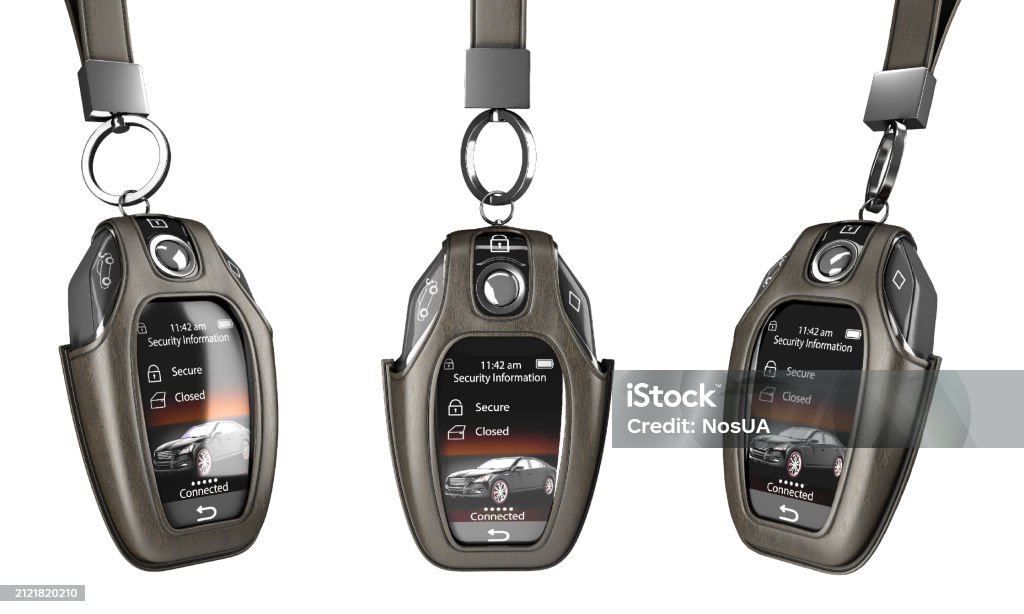 Remove Control Car Key Car Remote Control Key Set In Lather Case Realistic View 3d Render On ...