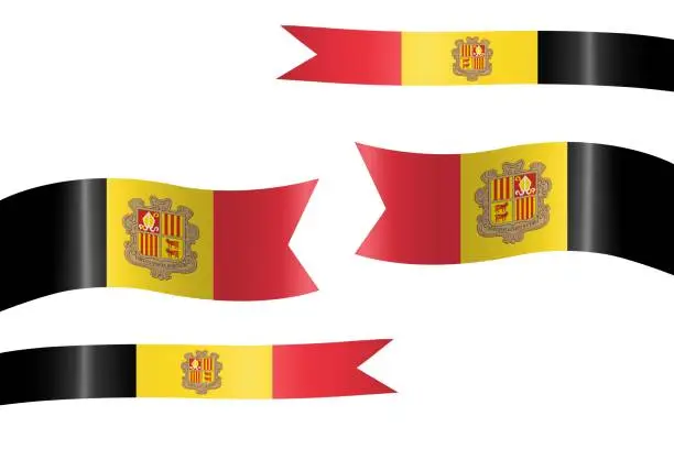 Vector illustration of set of flag ribbon with colors of andorra for independence day celebration decoration