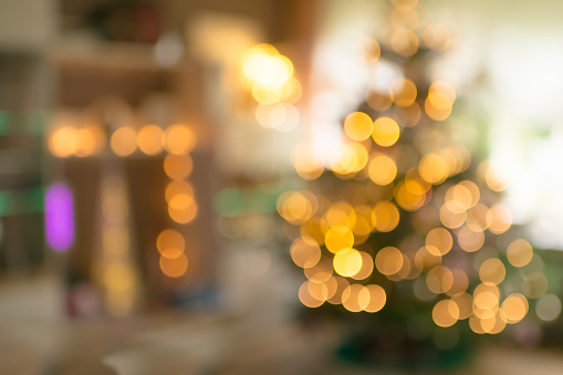 A beautiful background made from a real photographed bokeh of a Christmas living room