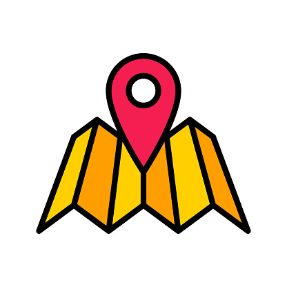 Flat Line Icon Design with Editable Strokes for Shipping Location