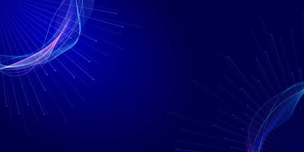istock Abstract image of information network on dark blue background. Technological background for design on topic of artificial intelligence, big data, networking, music and neural connections. 2121942336