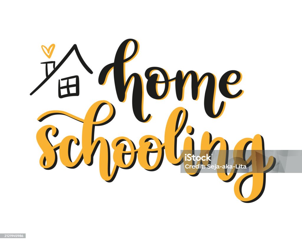 Class Home Letters Vector Home Schooling Hand Lettering Phrase With House Symbol Stock ...