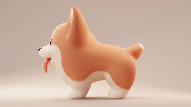 istock 3d render cute funny cartoon orange corgi puppy. 2121959052