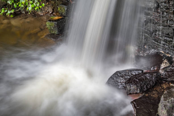 A long exposure photograph of a stream of running water.