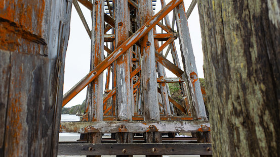 A scenic view of Pudding Creek Bridge Fort Bragg in California