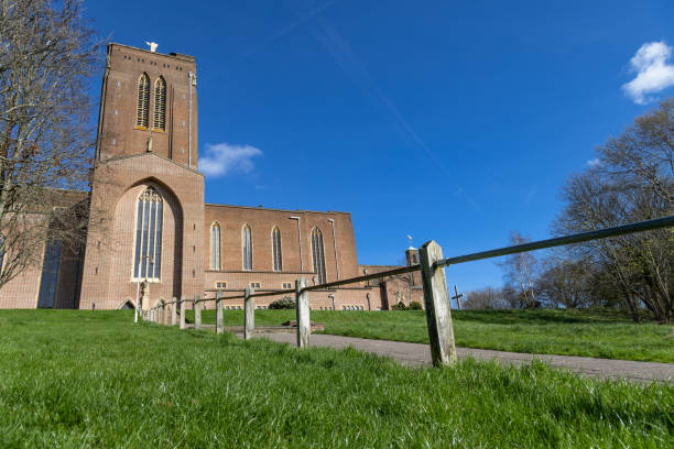Color image depicting the interior of the Lady Chapel in the Anglican Guildford Cathedral in Surrey, southeast England.