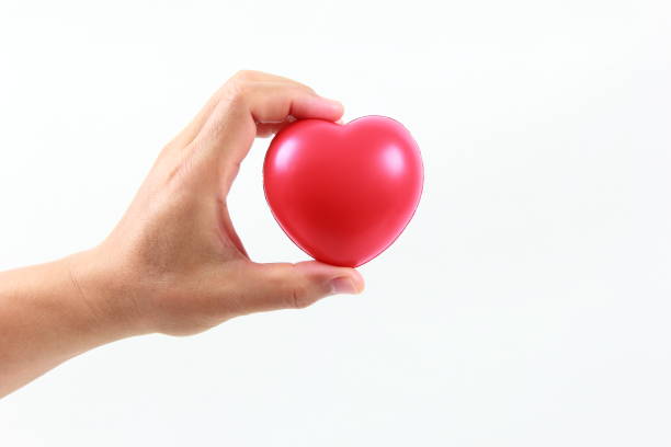 Man hand holding red heart