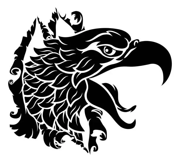 Vector illustration of Eagle Hawk Face Head Ripping Tearing Background