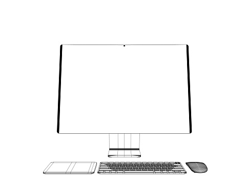 Computer Monitor Wireframe Monitor Pc Mockup Wireframe Thin Frame Monitor Or Pc With Mouse And ...