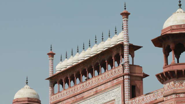 Agra, Uttar Pradesh, India. Red Great Gate to Fabulous Taj mahal. Famous indian islamic heritage at sunny day. Popular Place. Great Gate, Dharmapuri, Forest Colony, Tajganj