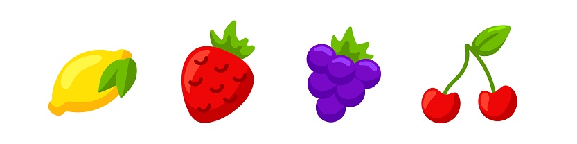 strawberry  vector icon. Strawbery, grape cherry flat icons